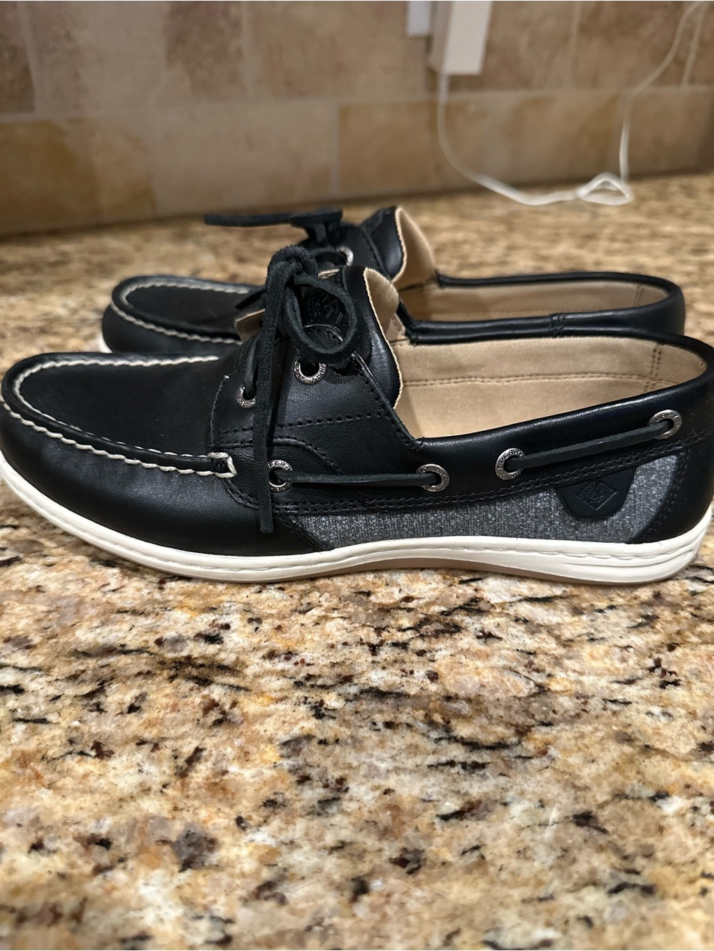 Women's Black & Gray Sperry Topsider Boat Shoes